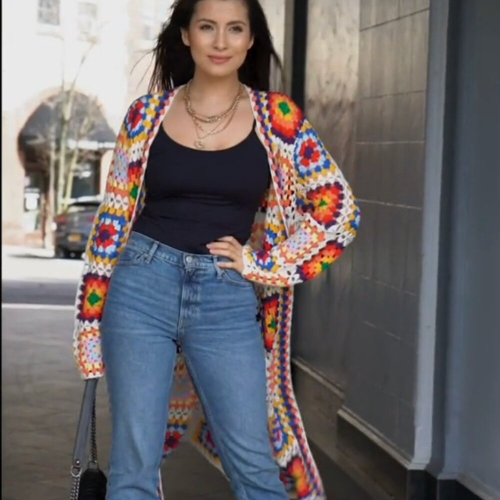 High Quality Hand Knit Crochet open Cardigan